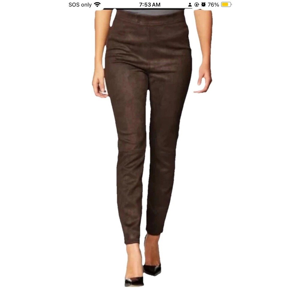 HUE Textured Microsuede Leggings Mulch Brown Size Medium Snakeskin Pants NWT - Picture 9 of 12